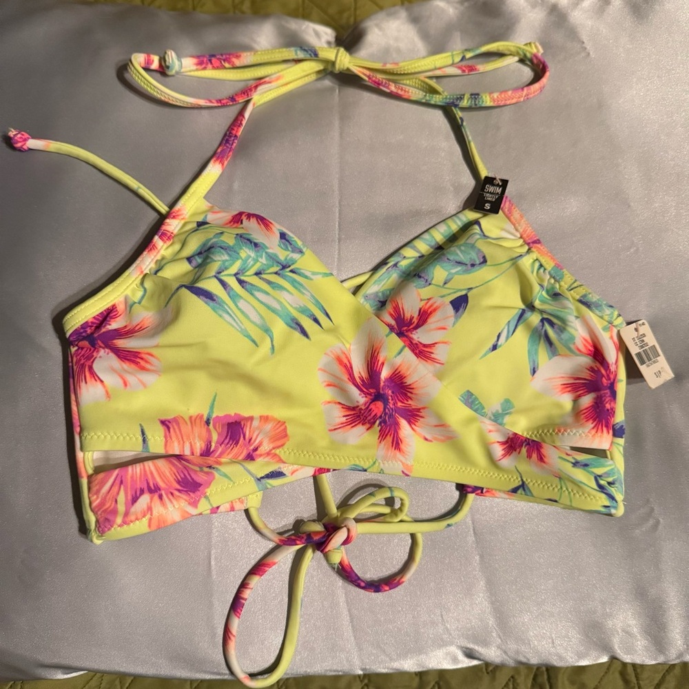 PINK Victoria's Secret Yellow and Pink Bikini Vibrant Floral Design
